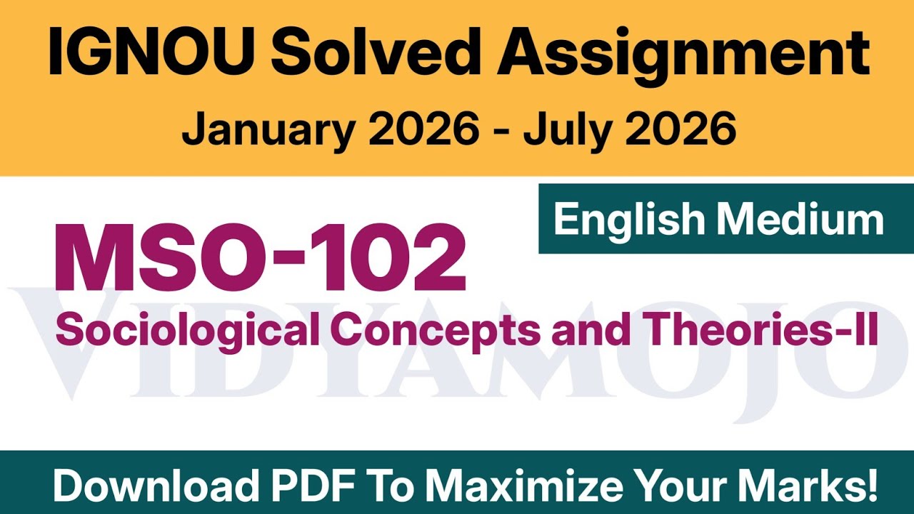 IGNOU MSO 102 Solved Assignment 2026 English Medium PDF Download | MASO: MA Sociology First Year