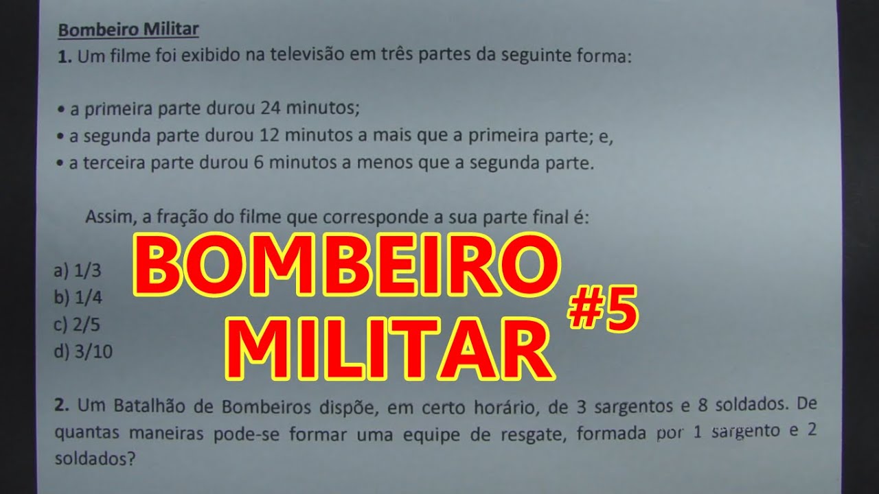 BOMBEIRO MILITAR #5 - QUESTÕES DE CONCURSOS ANTERIORES!!!