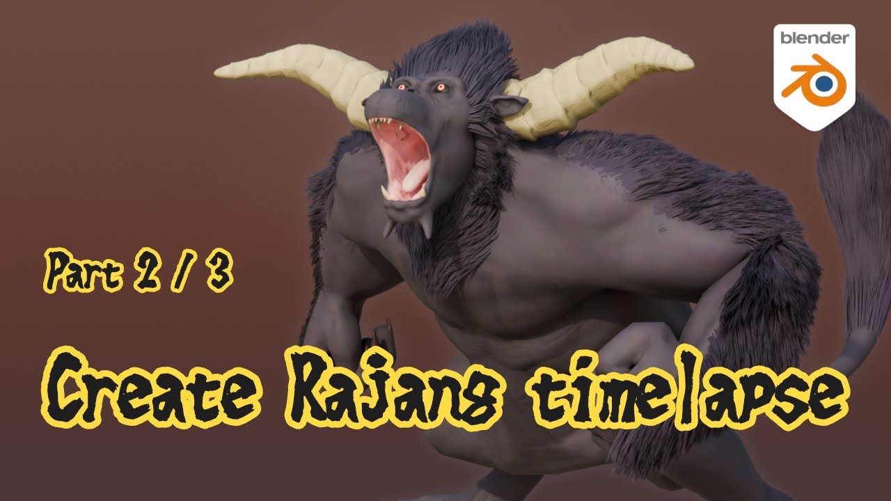 【Blender】Create Rajang fan art part2/3 (retopology)【Timelapse】