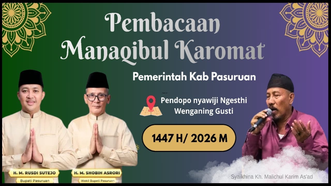 🔴 LIVE | PENDOPO KAB PASURUAN | Pembacaan Manaqibul Karomat. 29 Sya'ban 1447 H