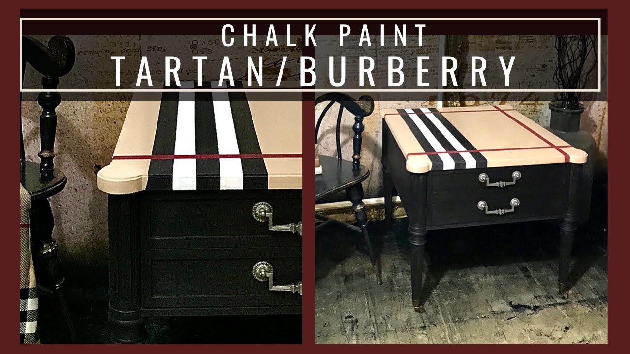 How to Chalk Paint Geometric Pattern DIY| Plaid/Tartan: Simple easy way with painters tape