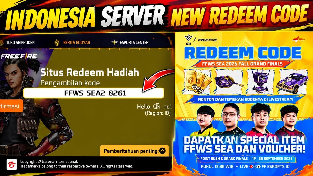 FF Indonesia Server New Redeem Code Today || ff new event today. 