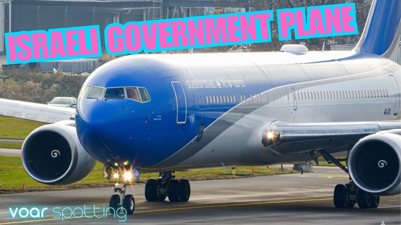 Israel Government Boeing 767 de-icing & departure  from Zurich Airport