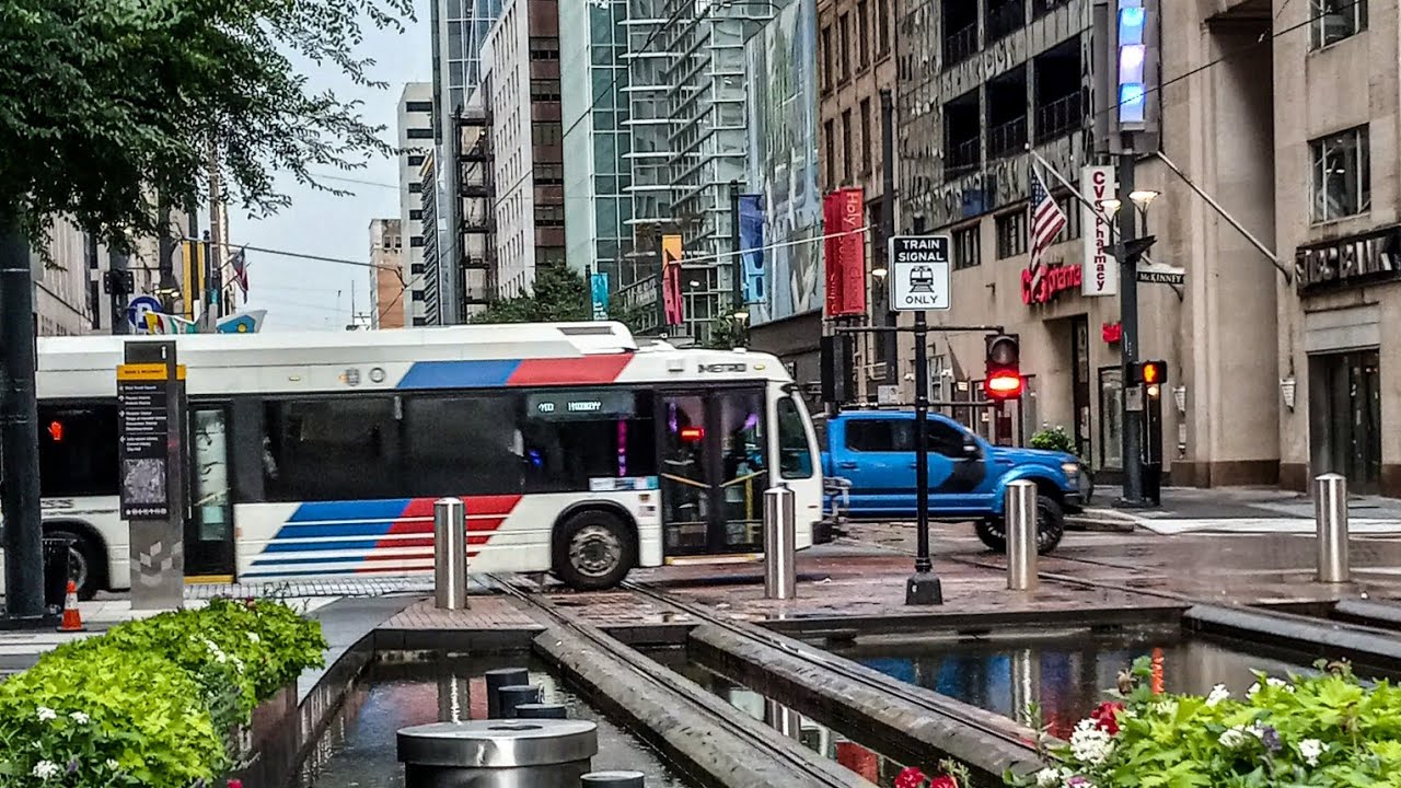 Houston Tx, Houston Metro Buses & Light Rail In Action Around The City