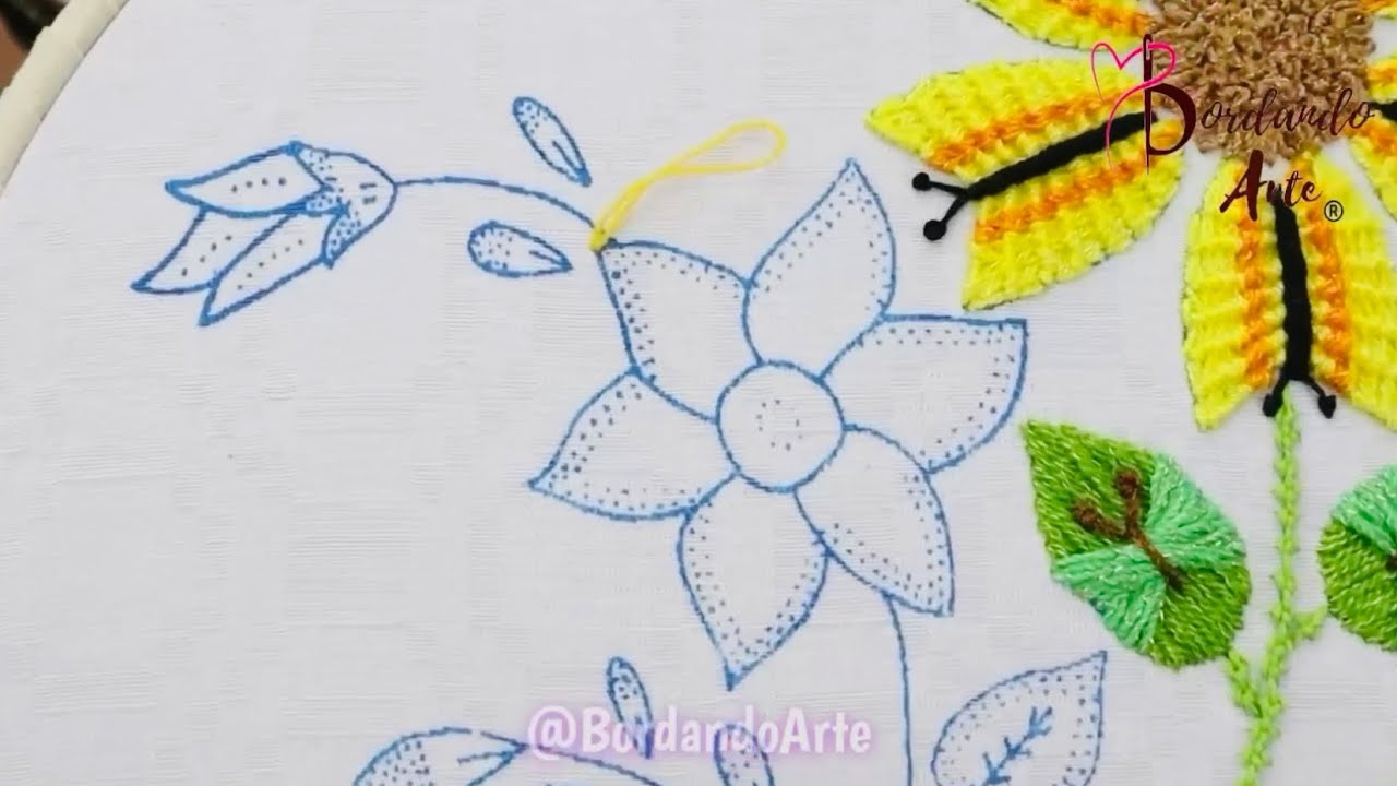 &iexcl;Preciosa puntada en relieve! 🌸🪡BORDADO FANTAS&Iacute;A PARA FLORES | HAND EMBROIDERY EASY STITCH