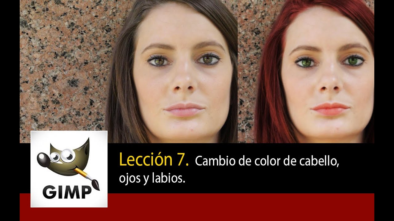 Tutorial de Gimp - lección 7. Cambio de color de cabello, labios y ojos en una mujer.