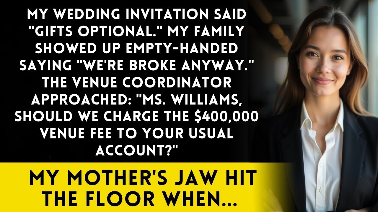 My invite said 'Gifts optional'—family came empty-handed, then saw the shocking venue bill