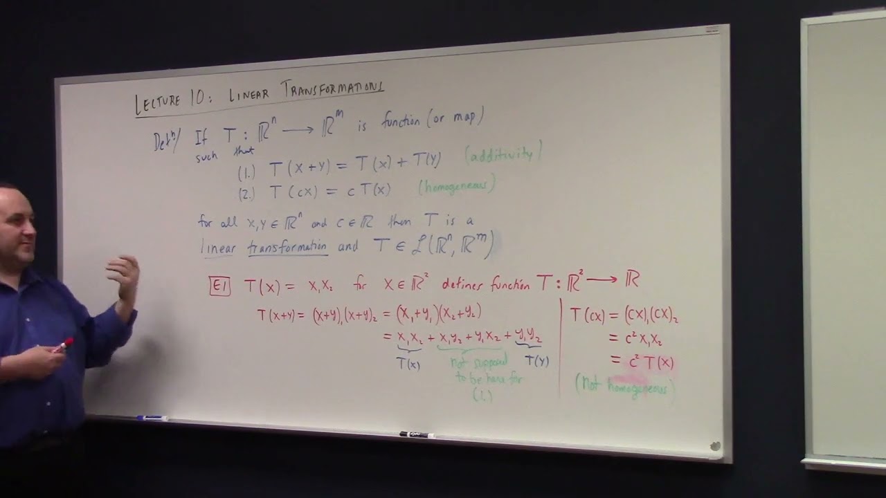 Applied Linear: L10: Linear Transformations and the Standard Matrix, 2-13-26