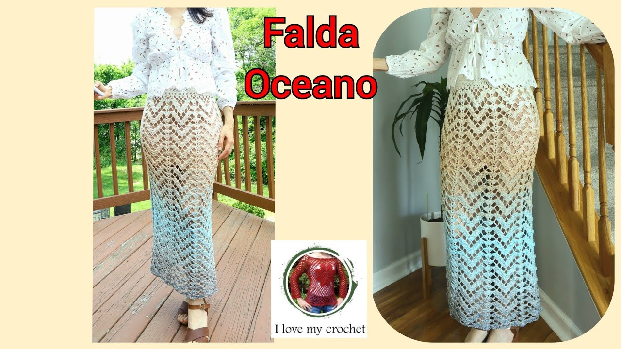 Maxi falda crochet punto zigzag