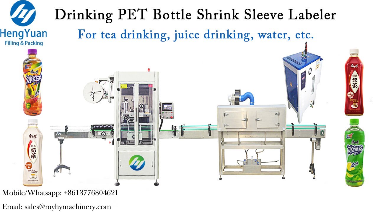 Automatic Shrink Sleeve Label Applicator for Grape Juice Beverage PET Bottle Labeling Machinery