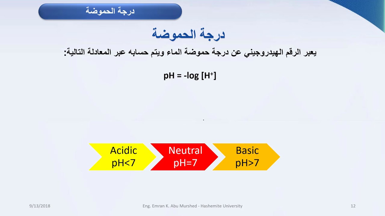 مقدمة في فحوصات المياه  والاجهزة المستخدمة فيها