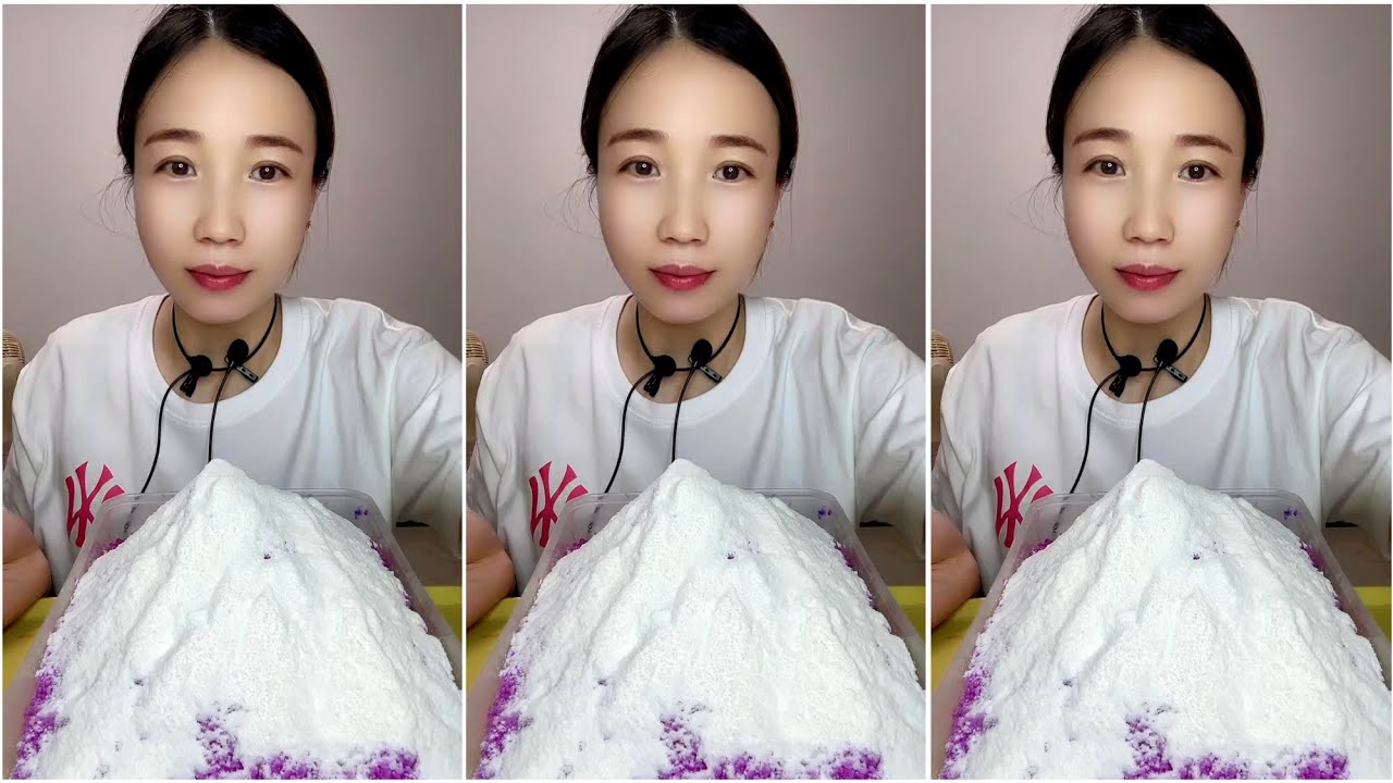 ASMR ICE EATING with MILK POWDER