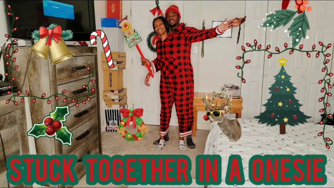 COUPLES STUCK TOGETHER IN A ONESIE CHALLENGE (CHRISTMAS EDITION)