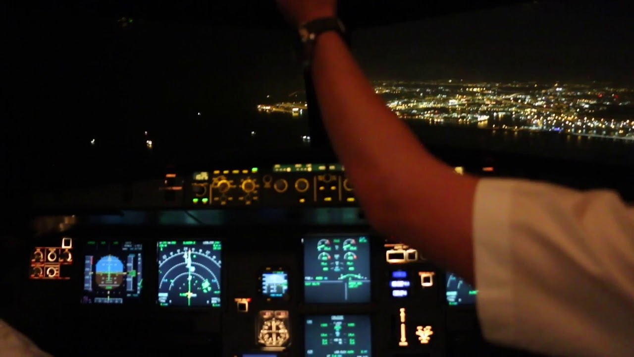Aproximación a Barcelona desde el cockpit de un A321 Iberia
