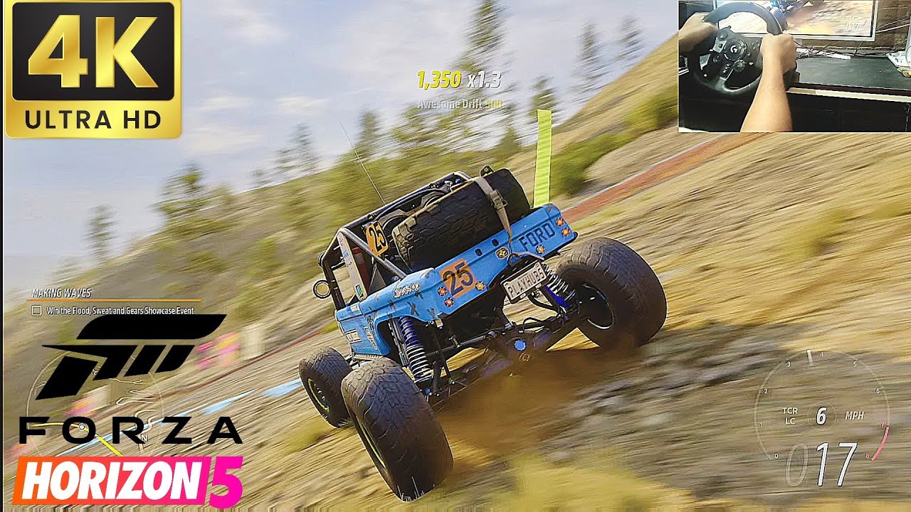 MONSTER TRUCK RACING FORZA HORIZON 5 GAMEPLAY 4K 60FPS WITH LOGITECH G 923 STEARING WHELE 