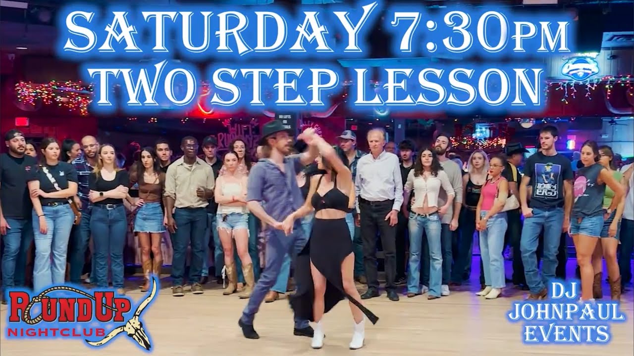 Two Step 🔀 Inside Hammerlock - Pop Weave - Inside Turn 🔀 Lesson by DJ JohnPaul & Kortnee at Round Up