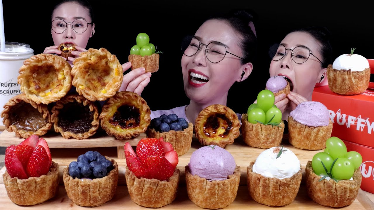 SUB)MUKBANG 부산광안리 에그타르트 맛집 카페 과일타르트 신메뉴 Busan Gwangalli Egg Tart Restaurant Cafe Fruit Tart New Menu