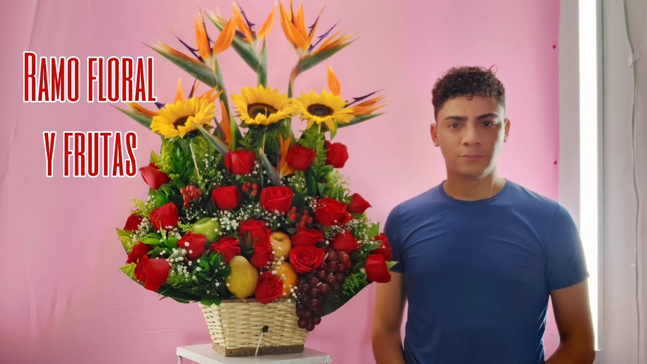 HOW TO MAKE A FLORAL BOUQUET OF ROSES, SUNFLOWERS, EXOTIC FLOWERS, AND FRUITS STEP BY STEP Jesu R...
