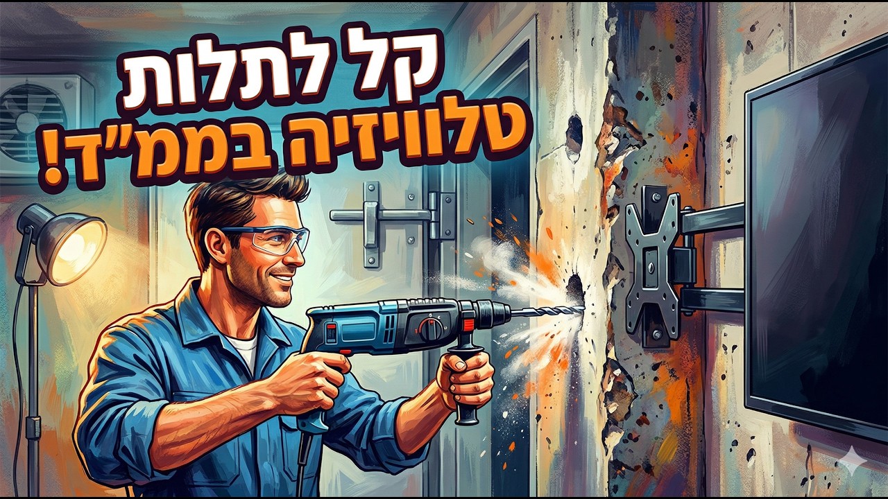 איך לתלות טלוויזיה בקיר ממד (בטון) - מדריך מקצועי שלב אחר שלב