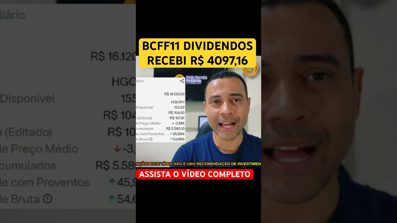 #BCFF11 me pagou R$ 4097,16 de dividendos! #investir #dividendos #fii