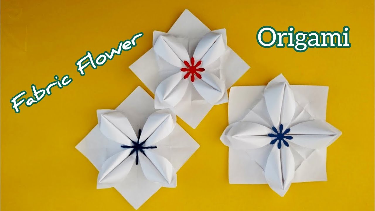 Origami Succulent flower/Fabric Flower/ 4-petal Flower折纸多肉花