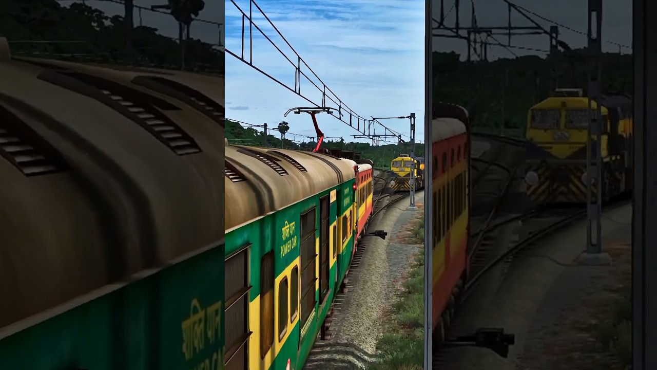 Indian Train Simulator 😱 Two train close call accident at curve tracks #train #railroad #shorts