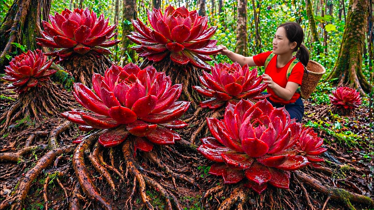 Harvesting Giant Red Lotus From Middle East Desert Forest to sell &ndash; Hidden Beauty No One Has Seen