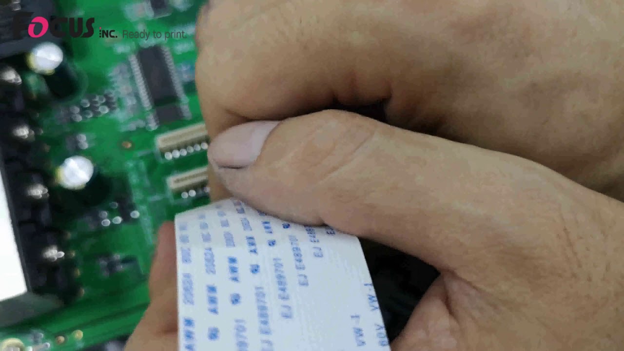 11 how to work with Focus 6090 uv printer Install the print head cable to printer and carriage board