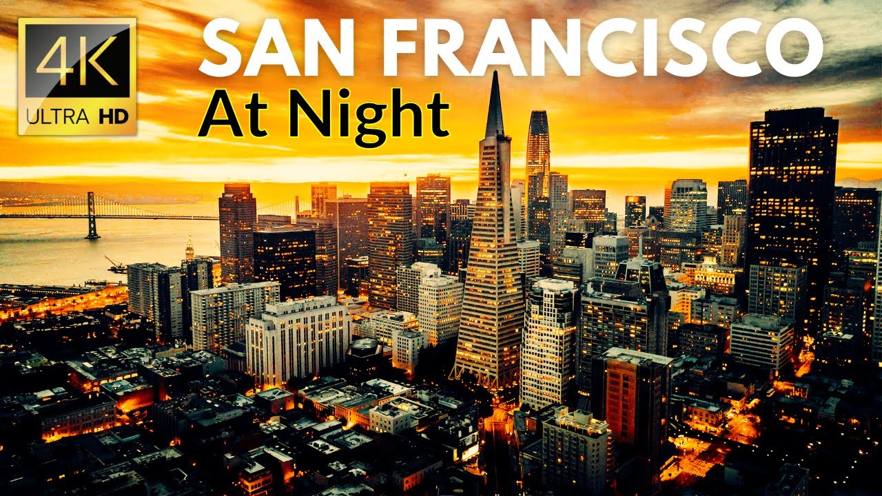 San Francisco, California, USA  in 4K UHD at night | 4K Drone Footage