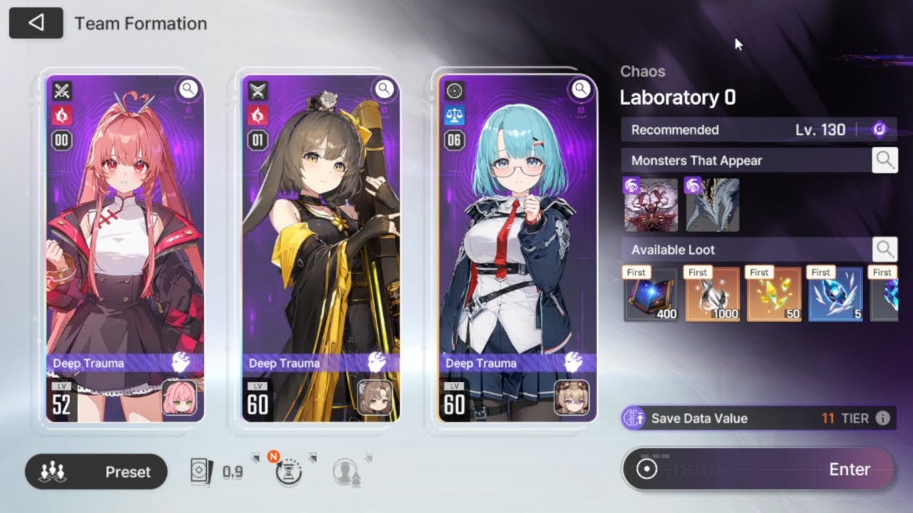 Casual Lab 0 Level 130 Clear with the Broke Girls - Chaos Zero Nightmare