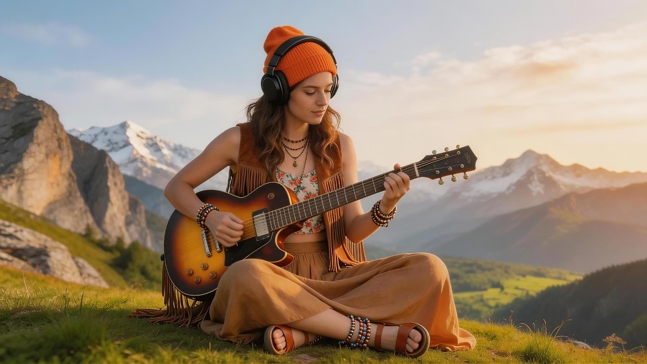 Happy & Chill Electric Guitar with Sunny Nature Views (1 Hour 4K Slideshow)
