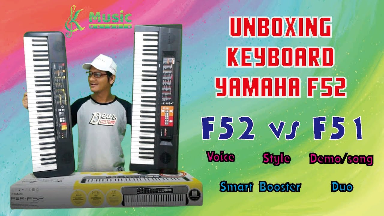 Keyboard 1 Jtan style Dangdut voice kendang Gamelan Suling .. Wow! Unboxing Review yamaha F52 vs F51