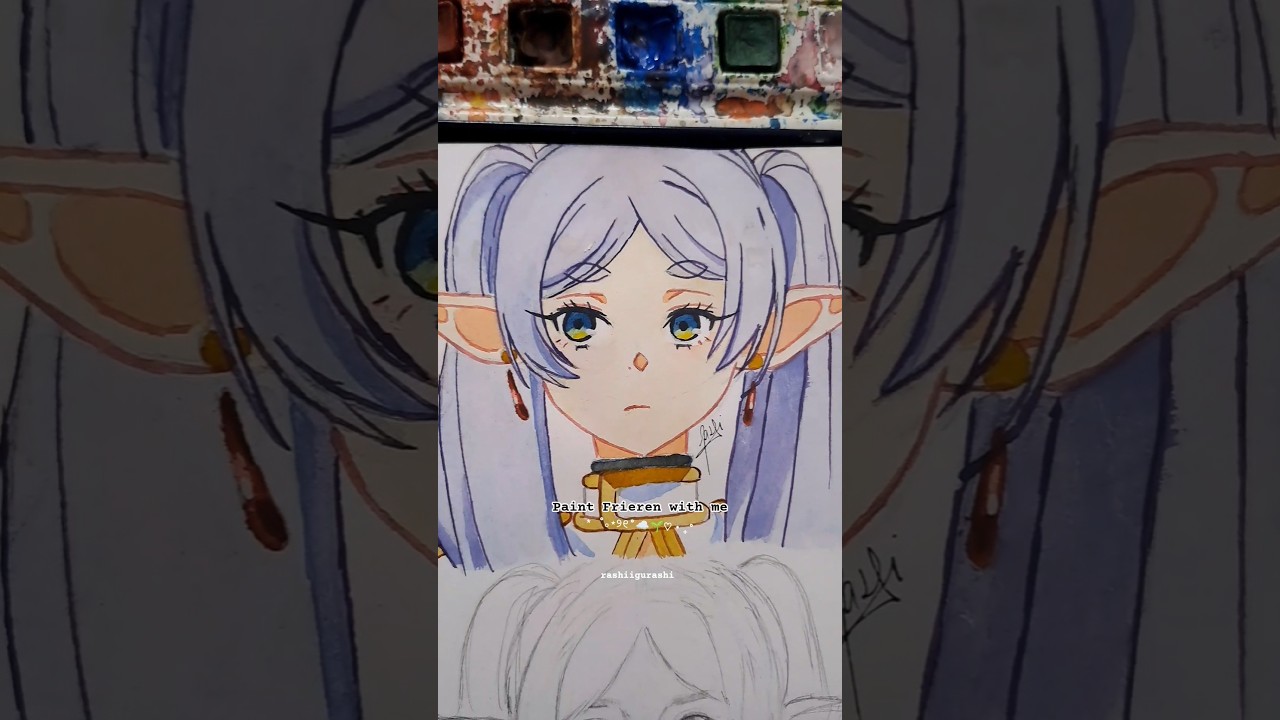 Frieren Portrait Painting⋆˚☁️🌱‎♡‧₊˚|Watercolour anime drawing 