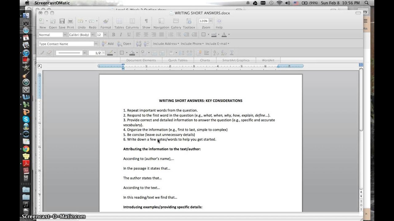 Writing Short Answer Responses