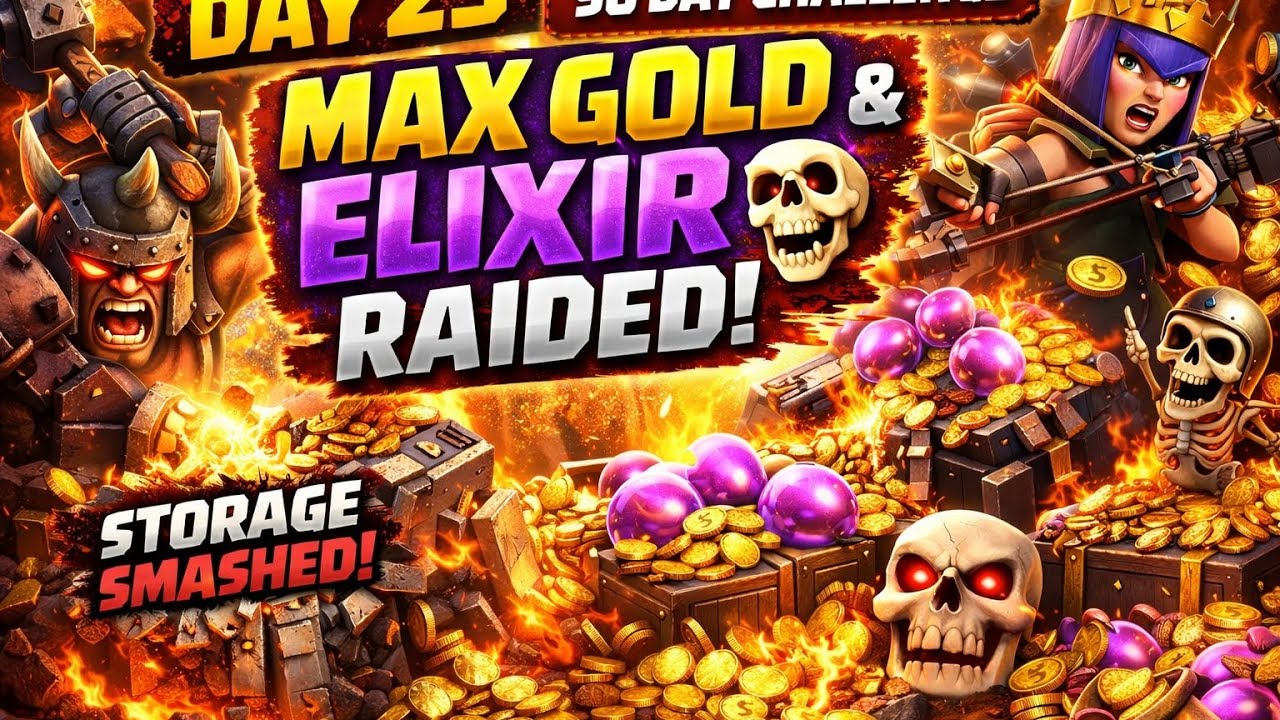 Day 23 | 90 Day Challenge 💀 MAX GOLD & ELIXIR RAIDED | STORAGE SMASHED! | CoC @ClashOfClans 