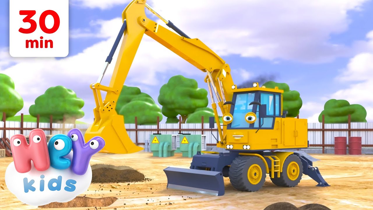 Veh&iacute;culos de Construcci&oacute;n ! | Canciones de Veh&iacute;culos para Ni&ntilde;os | HeyKids - Canciones infantiles