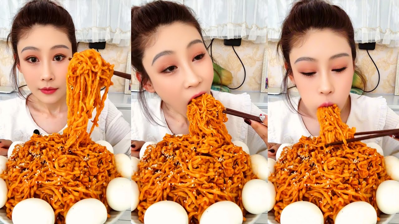 Spicy Eating Mukbang Chinese Food Noodles, Eggs🌶️ (chewy sounds) ASMR Chinese Foods 吃播 吃 Mukbang
