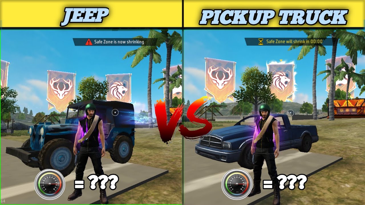 🚙 Jeep vs Pickup Truck Speed Test in Free Fire | Vehicle Comparison | Top Speed Challenge