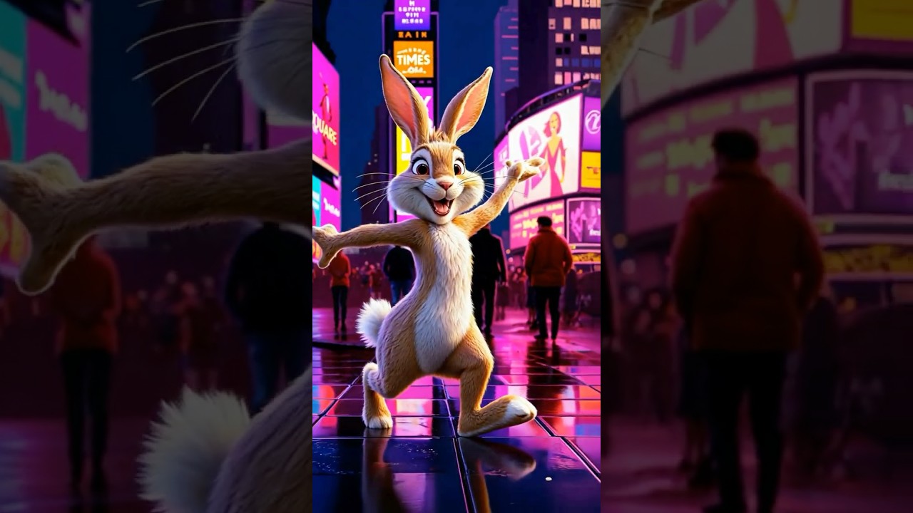 Rabbit Cartoon - cartoon bunny in time square #kids #cartoon #animatedbunny