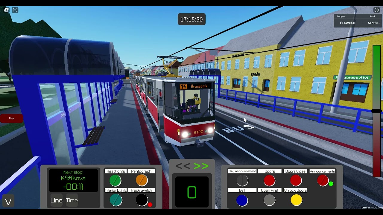 Roblox rails of Ostrava-linka 14-směr Hranečník-tram: KT8D5N.R2P #9102 Roblox#104 #tram