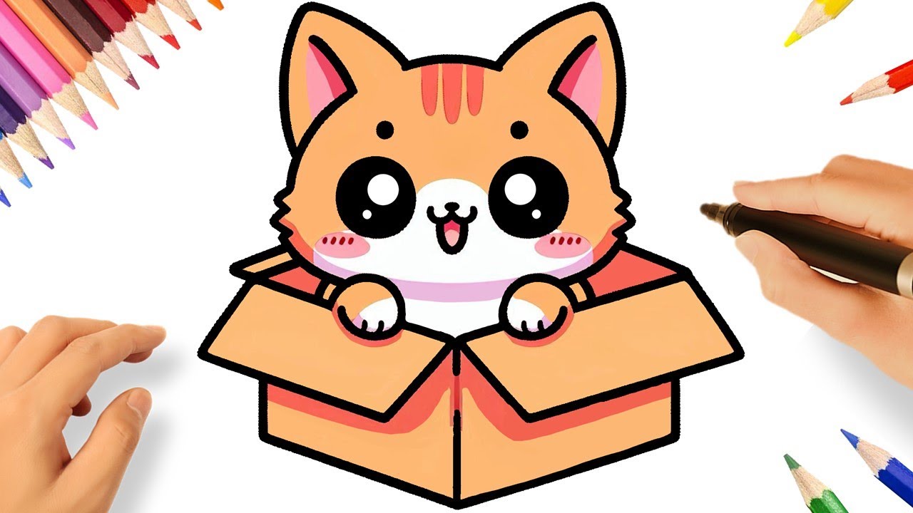 COMO DESENHAR UM GATINHO EM UMA CAIXA 😻💗