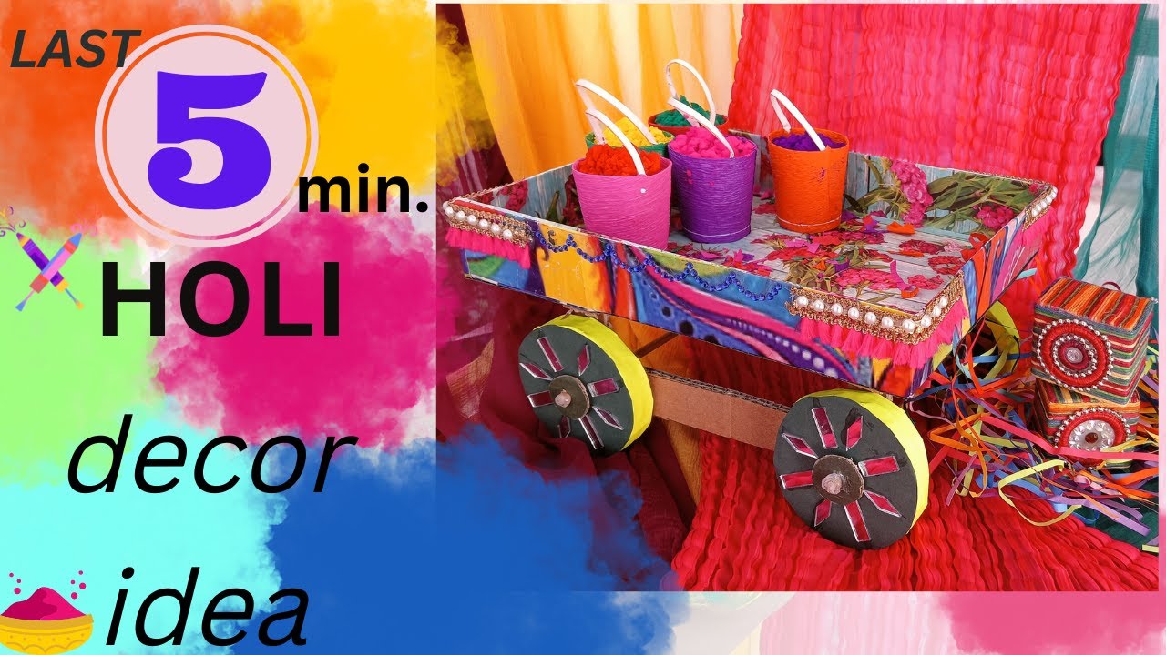 HOLI Decor idea last 5 min.🤩 l simple and easy holi decoration | #holicraft  #papercraft #2023
