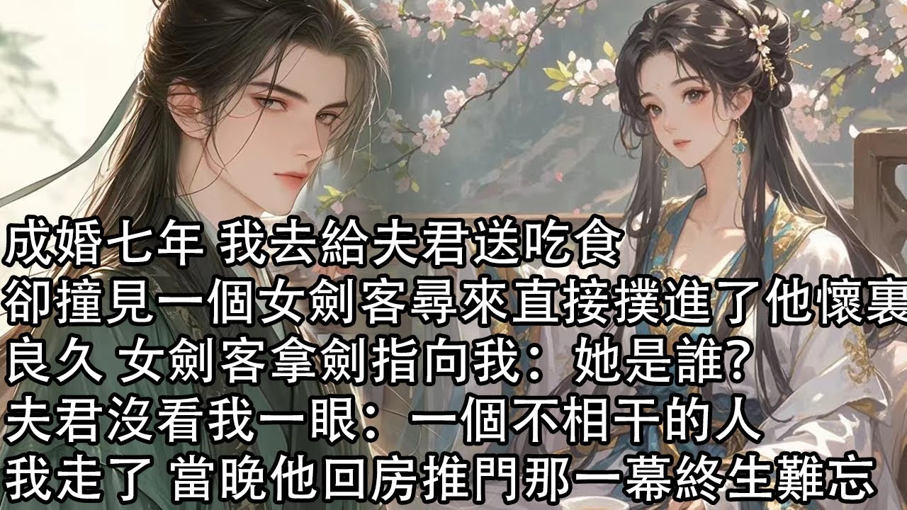 【一口氣看完】成婚七年 我去給夫君送吃食，卻撞見一個女劍客尋來直接撲進了他懷裏，良久 女劍客拿劍指向我：她是誰？夫君沒看我一眼：一個不相干的人，我走了 當晚他回房推門那一幕終生難忘