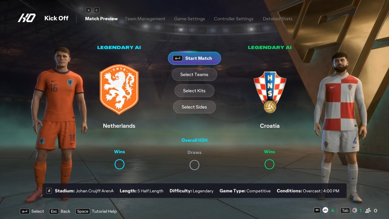 Нидерланды против Хорватии | Международный матч | EA FC 26 | Симуляция