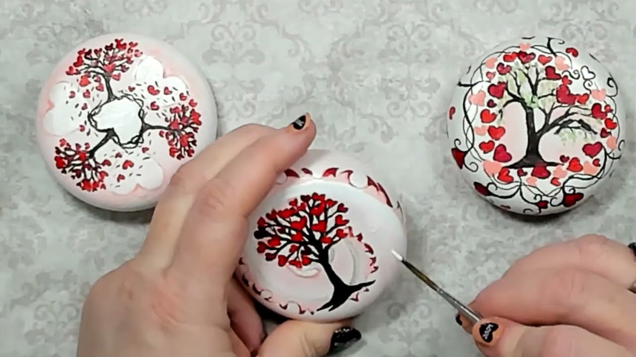 Three Valentines Rock Painting Ideas #rockpainting