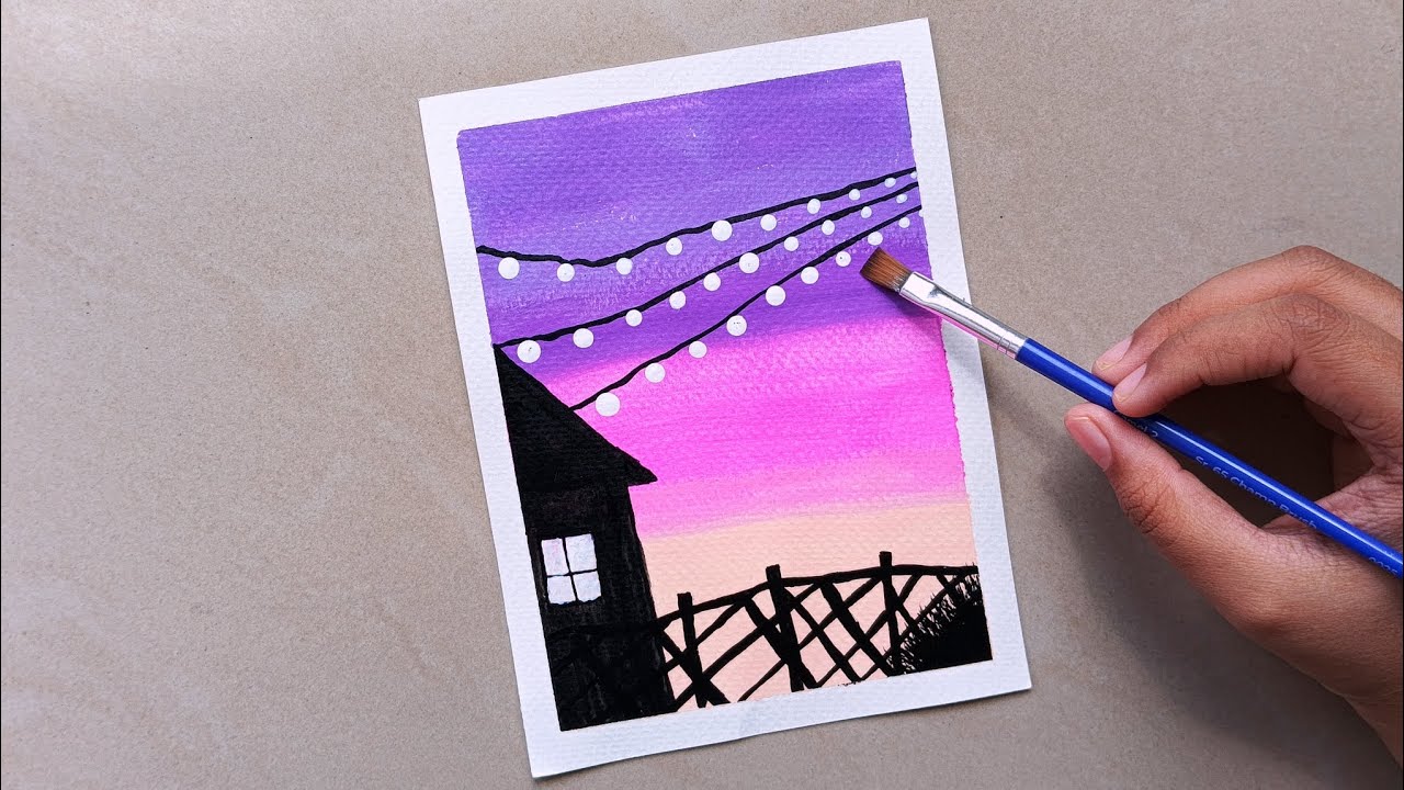 Sunset fence painting 🎨 | Acrylic painting for beginners