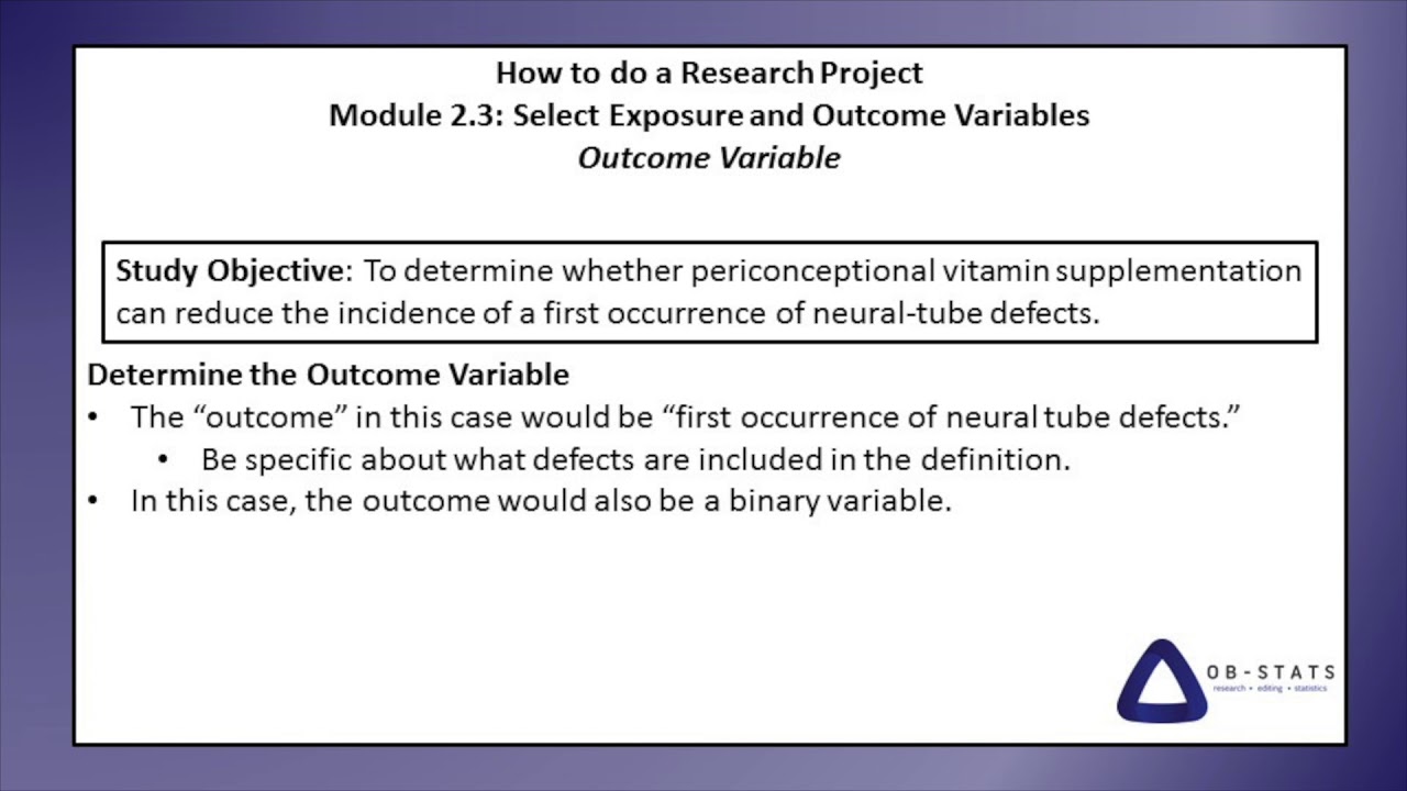 Module 2.3: Select Exposure and Outcome Variables