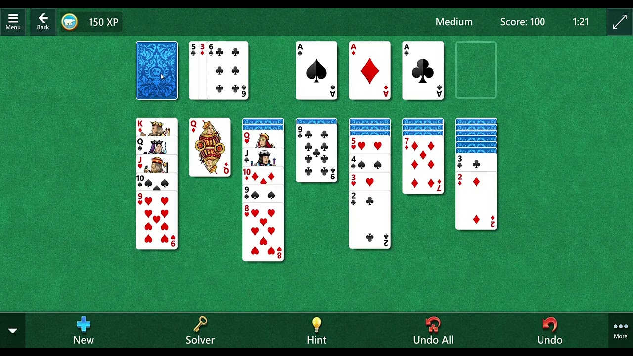 Microsoft Solitaire, Single Card Draw, Medium, Butterfly Ending