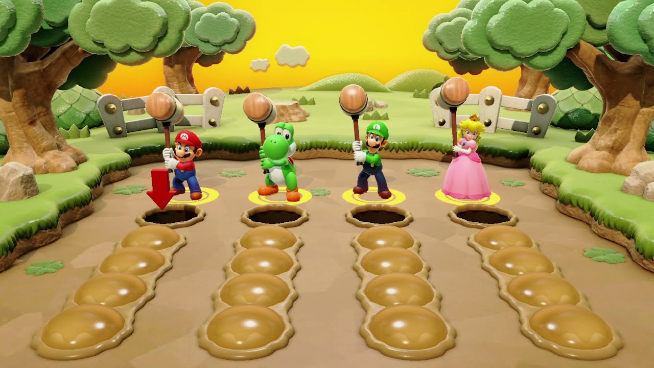 Super Mario Party  Minigame - Mario vs Luigi vs Yoshi vs Peach - Rhythm and Bruise