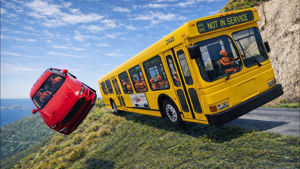 Deadly Bus Vs Car Crash On Dangerous Cliff Roads 😱 BeamNG.drive#2
